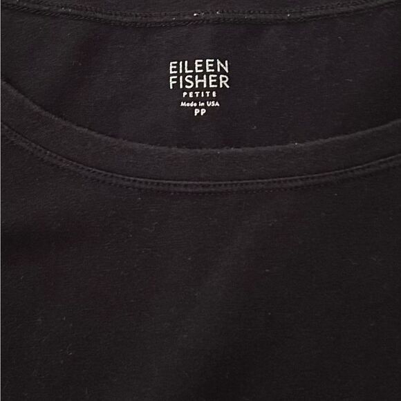 Eileen Fisher Black Organic Cotton Lycra Short Sleeve Mini Dress Small Petite - Picture 8 of 9